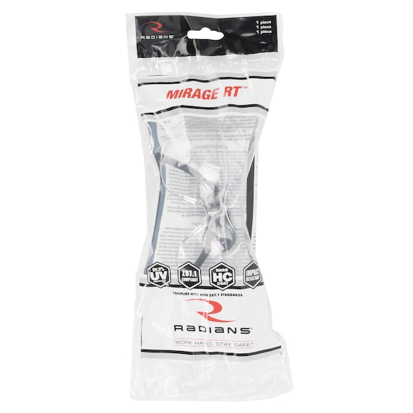 Radians Mirage RT, Safety Glasses Uncoated, Clear Lens, Frameless, Wraparound - MRR110ID