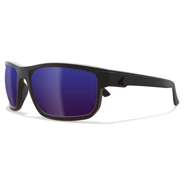 Edge Eyewear Defiance Safety Eyewear, Black Frame/ Polarized Aqua Precision Blue Mirror Lenses - ZTDFAP218