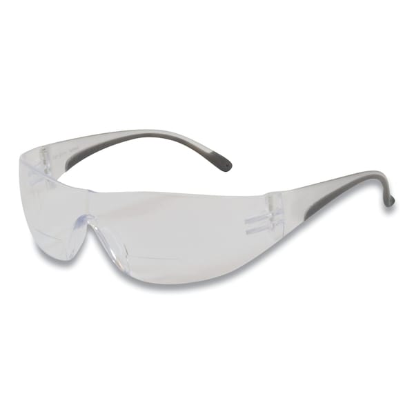 Bouton Optical Zenon Z12R Rimless Optical Eyewear w/ 2-Diopter Bifocal Reading-Glass Design, Clear Lens, Gray Frame - 250-27-0020