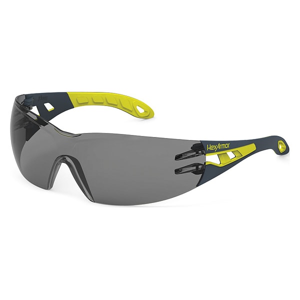 Hexarmor MX200, Safety Glasses Anti-Fog &  Anti-Scratch, Gray Lens, Frameless, Wraparound - 11-10006-02
