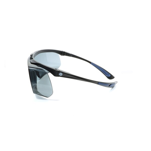 Ge Safety Glasses, Smoke Anti-Scratch Lens, Polycarbonate, Black/Blue - GE212S