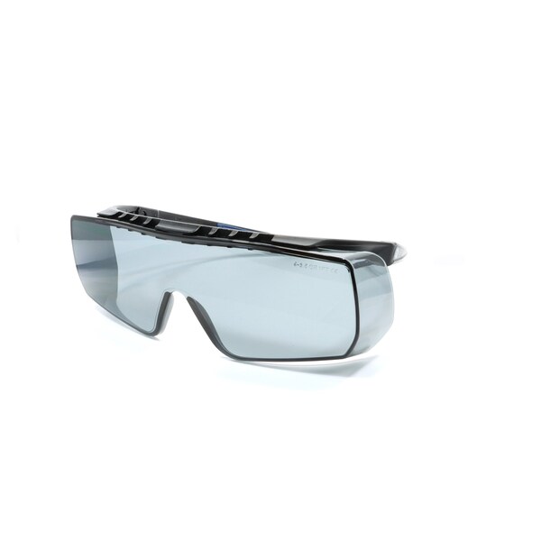 Ge Safety Glasses, Smoke Anti-Scratch Lens, Polycarbonate, Black/Blue - GE212S