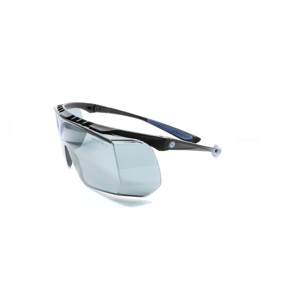 Ge Safety Glasses, Smoke Anti-Scratch Lens, Polycarbonate, Black/Blue - GE212S