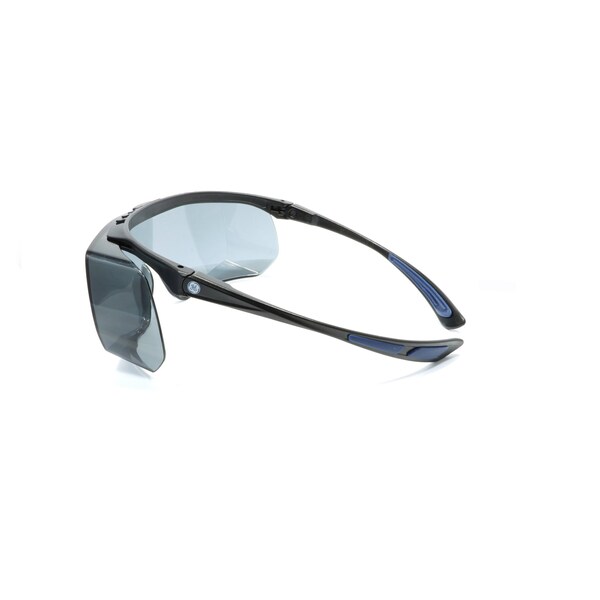 Ge Safety Glasses, Smoke Anti-Scratch Lens, Polycarbonate, Black/Blue - GE212S