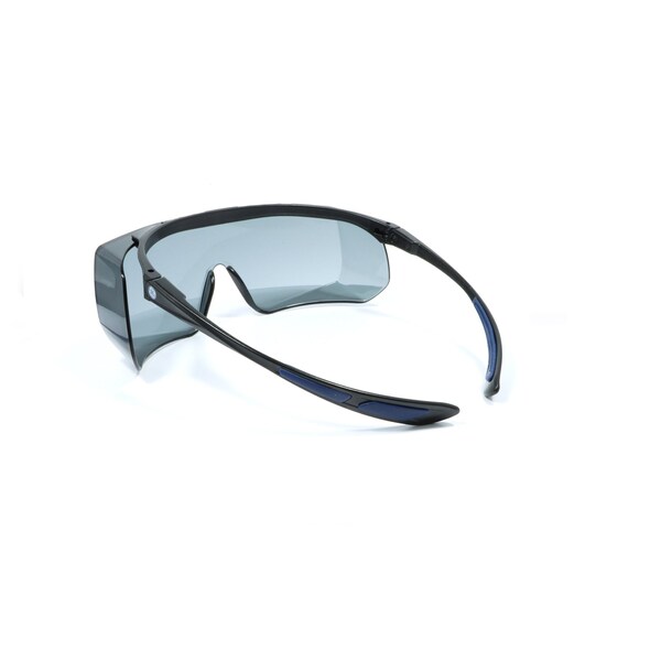 Ge Safety Glasses, Smoke Anti-Scratch Lens, Polycarbonate, Black/Blue - GE212S