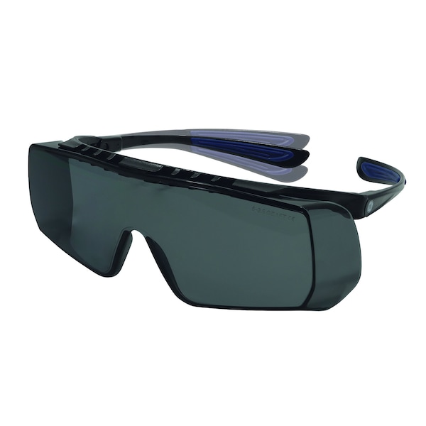 Ge Safety Glasses, Smoke Anti-Scratch Lens, Polycarbonate, Black/Blue - GE212S