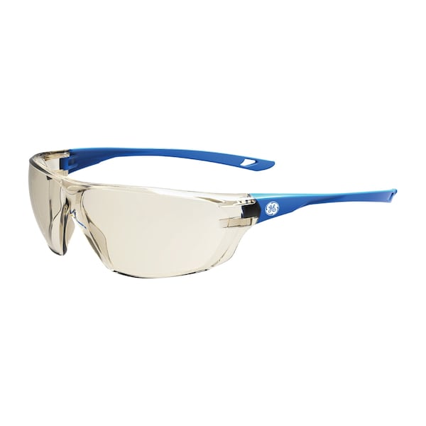 Ge Safety Glasses, Mirror, I/O Anti-Fog &  Anti-Scratch Lens, Polycarbonate, Blue - GE103MAF