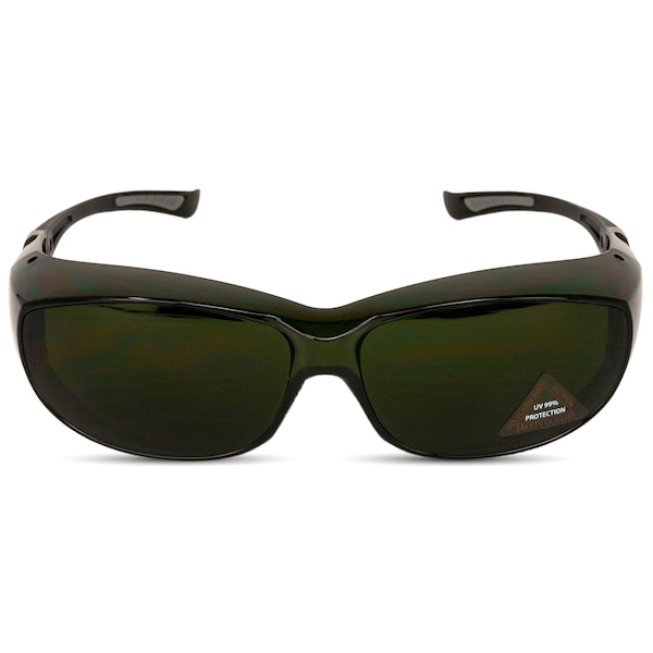 Bison Life PrimeX IR5, Welding Safety Glasses Anti-Fog &  Anti-Scratch, Dark Green Lens, Wraparound - SH-PRXSG-FCBK-MS14-IR5