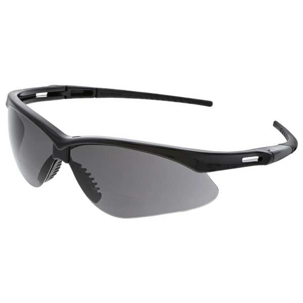 Mcr Safety Memphis Scratch Resistant Bifocal Safety Glass with Cord, Black Wraparound Frame, +2.00 Diopter - MPH20G