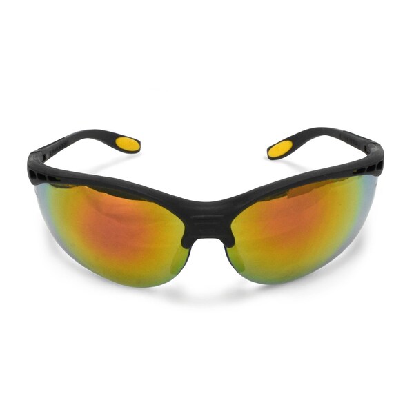 Dewalt Reinforcer, Safety Glasses Anti-Scratch, Red Mirror Lens, Full-Frame, Wraparound - DPG58-6D
