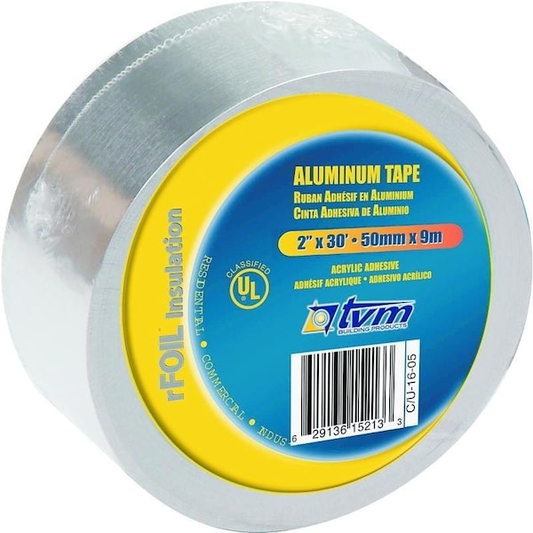 Cinta de aluminio TR2X30 de Tvm, 30 pies de largo, 2 pulgadas de ancho, con respaldo de aluminio - W2005