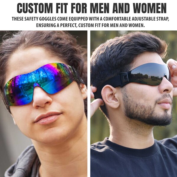Bison Life Mirage, Safety Goggles Anti-Fog &  Anti-Scratch, Black Lens - SH-MRSG-BKLBKS-MS19