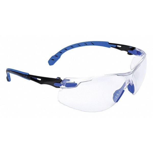 3M Safety Glasses, Solus 1000 Series, Scotchgard Anti-Fog Coating, Black/Blue Frame, Clear Lens - S1101SGAF