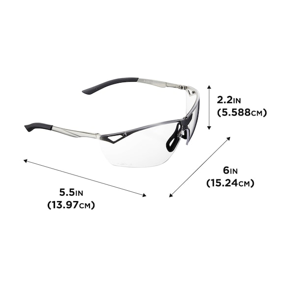 Allen Co Trigger Metal Frame Shooting Safety Glasses, Clear Lenses, ANSI Z87.1+ & CE Rated - 2368