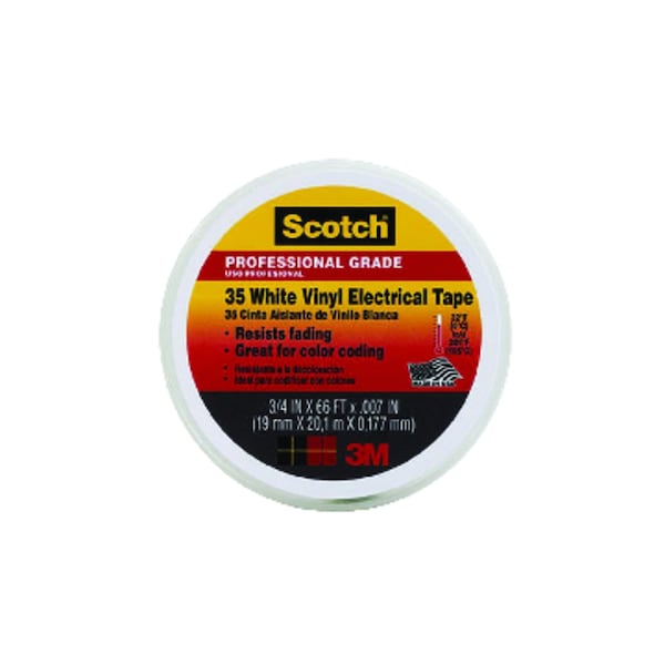 Cinta Eléctrica de Vinilo Blanco Scotch de 3/4 in. de Ancho X 66 ft. de Largo - 10828-DL-2W