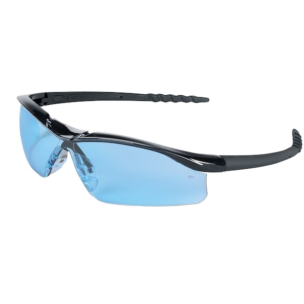Mcr Safety Glasses, DL1 Black Frame, Light Blue Lens, 12PK - DL113