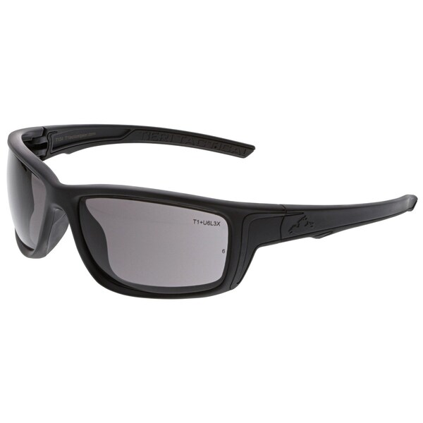 Mcr Safety Glasses, TIER1 T124 MATTE BLACK, GRAY MAX6, 12PK - T12412P