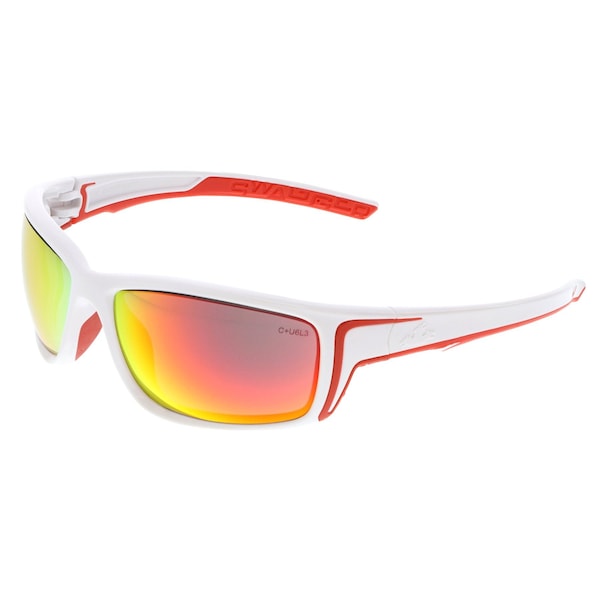 Mcr Safety Glasses, Swagger SR4 White Frame, Fire Mirror, 12PK - SR44R