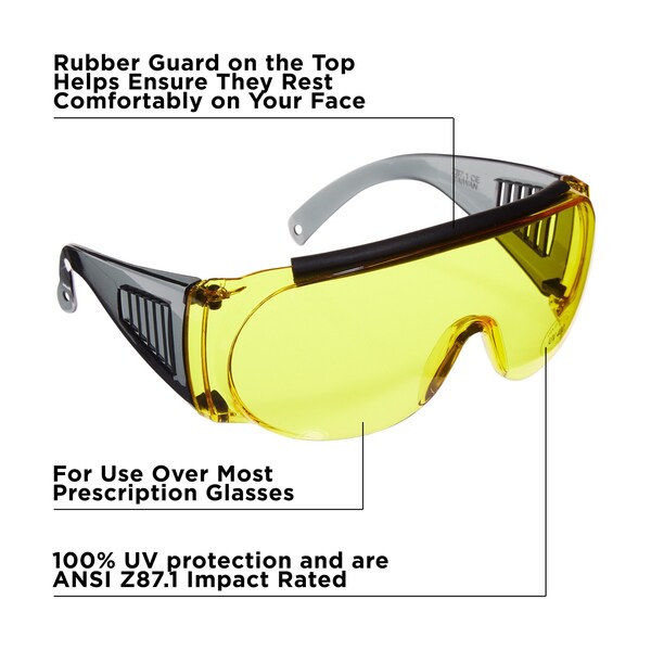 Allen Co Safety Glasses - Ballistic Eye Protection for Men and Women - ANSI Z87.1 Impact Resistance - Yellow - 2170