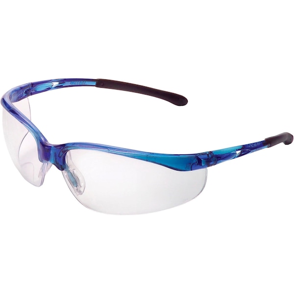 Global Industrial Half Frame Safety Glasses, Anti-Fog, Clear Lens, Blue Frame - 708403CL