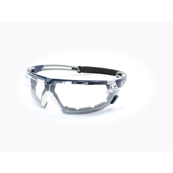 Ge Safety Glasses, Clear Anti-Fog &  Anti-Scratch Lens, Polycarbonate, Black/Blue - GE111CAF