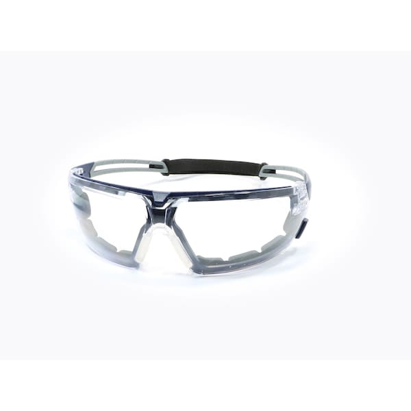 Ge Safety Glasses, Clear Anti-Fog &  Anti-Scratch Lens, Polycarbonate, Black/Blue - GE111CAF