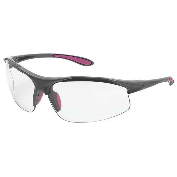Erb Safety Girl Power at Work, Safety Glasses Anti-Scratch, Clear Lens, Half-Frame, Wraparound - 18622