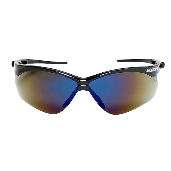 Jackson Safety Safety Glasses Anti-Scratch, Blue Mirror Lens, Half-Frame - 50009