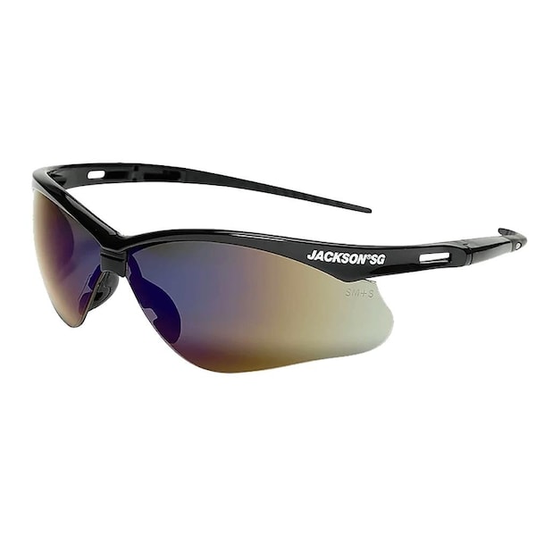 Jackson Safety Safety Glasses Anti-Scratch, Blue Mirror Lens, Half-Frame - 50009