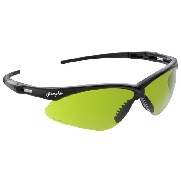 Mcr Safety Glasses, Memphis MP1 Black Frame, GreenFilter 2.0, 12PK - MP1120