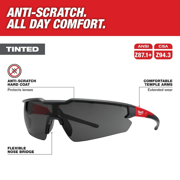 Milwaukee Tool Safety Glasses - Tinted Anti-Scratch Lenses - 48-73-2015