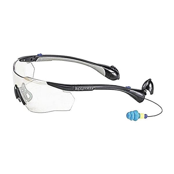 Readymax SoundShield Men's Sport Safety Glasses w/ 25NRR Earplugs Black Frame I/O Lens - GLMSB-IO