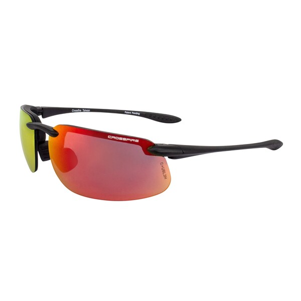 Crossfire Polarized Safety Glasses, Wraparound Red Mirror Polycarbonate Lens, Scratch-Resistant,  - 2169