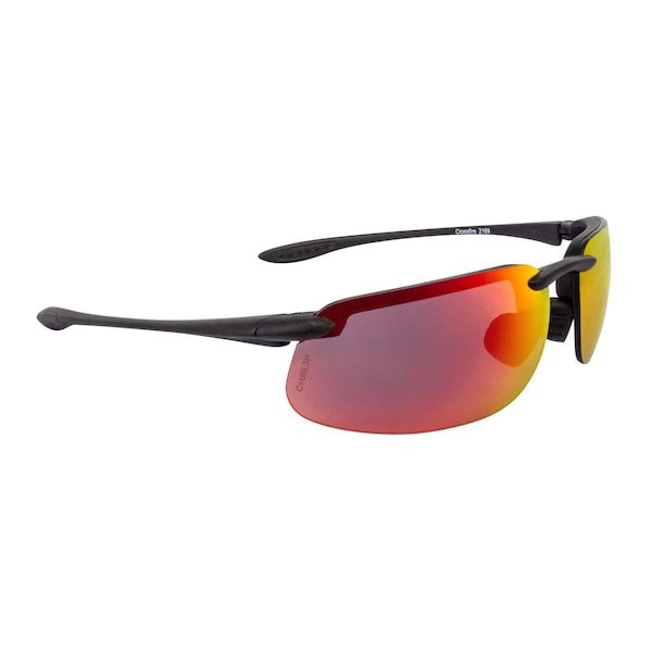 Crossfire Polarized Safety Glasses, Wraparound Red Mirror Polycarbonate Lens, Scratch-Resistant,  - 2169