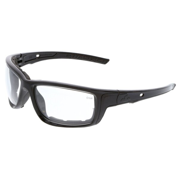 Mcr Safety Glasses, Swagger SR5 Charcoal Frame, Clear MAX6, 12PK - SR510PF