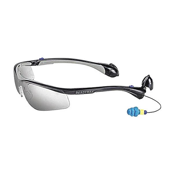 Readymax SoundShield Classic Safety Glasses w/ 25NRR Earplugs Black Frame Gry Lens - GLCLB-GR