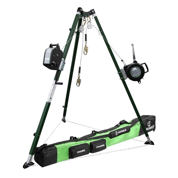 Safewaze 10ft Tech Tripod Kit: 65ft Personnel Winch, 65ft 3-Way - 022-11034