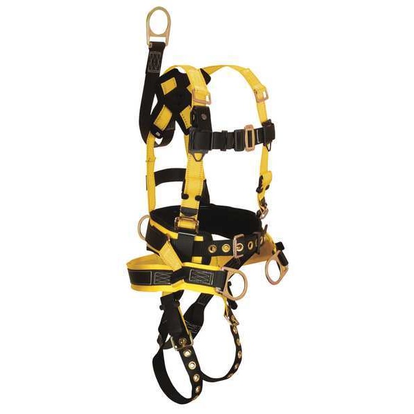 Falltech Roughneck Full Body Harness, L, 425 lb., Mating Chest/ Tongue Leg Buckles, Back, Hips D-Ring - 8021L