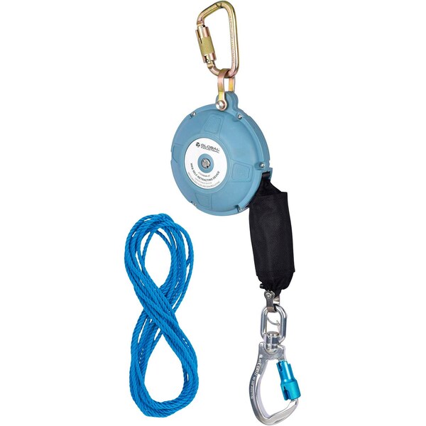 Global Industrial 20ftL Contractor Self Retracting Lifeline, Dyneema Web, Aluminum Carabiner - 761328