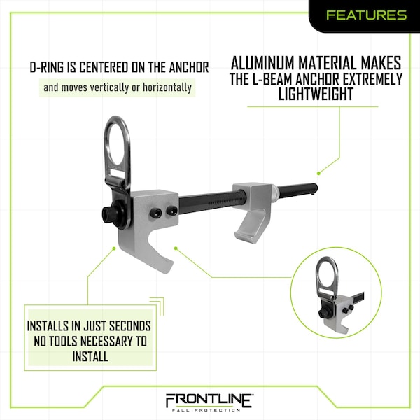 Frontline Aluminum Fixed Anchor for 3 in- 18 in Wide I-Beams - ST18AV