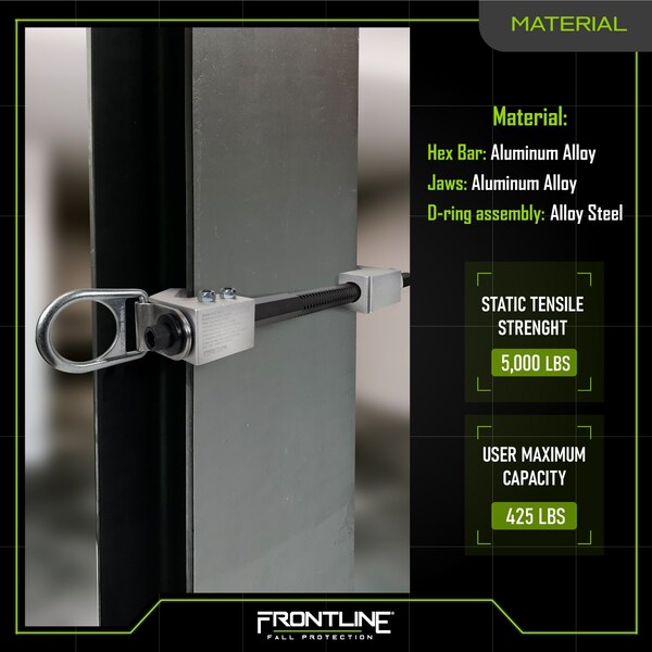 Frontline Aluminum Fixed Anchor for 3 in- 18 in Wide I-Beams - ST18AV