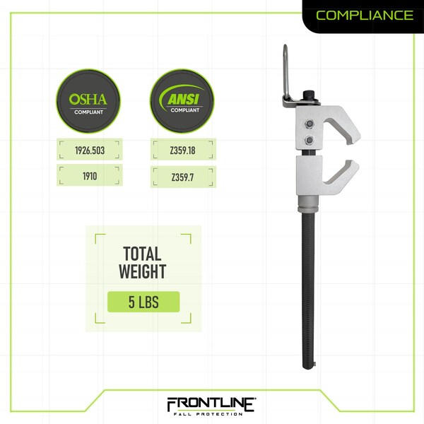 Frontline Aluminum Fixed Anchor for 3 in- 18 in Wide I-Beams - ST18AV