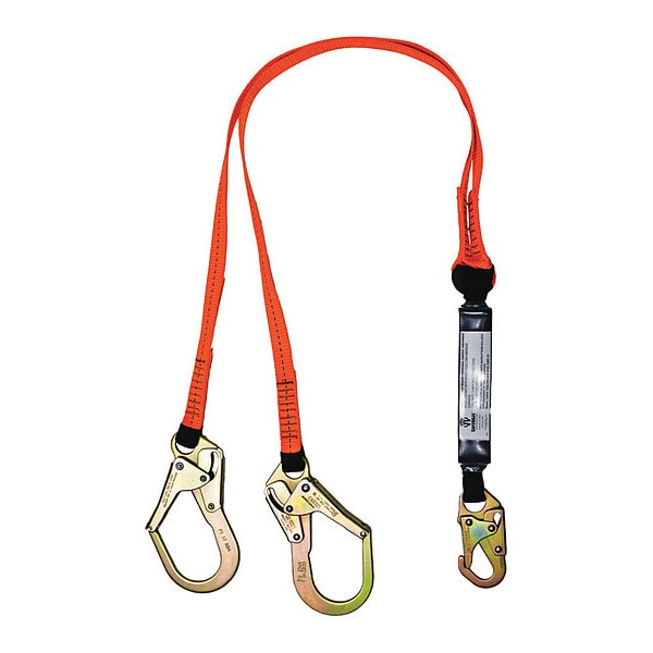 Safewaze V-Line 6' Energy Absorbing Lanyard: Dual Leg, Rebar Hooks - FS88566-E