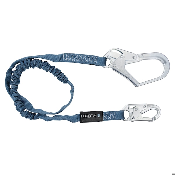 Falltech Internal Shock Absorbing Lanyard, 310 lb Load Capacity, 6 ft L, Polyester Line, 1 Legs, Rebar Hook A - 82593