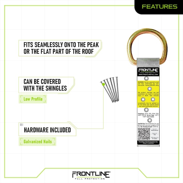 Frontline Stainless Steel Permanent Use Roof Anchor - ROSU01SS