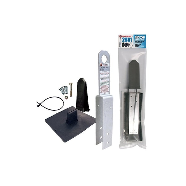 Super Anchor Safety ARS 2x8 Fall Arrest Anchor Kit 11ga. Dacromet +PVC Flashing+Stem Cover Black+Tether Strap+Fastener - 2801-D