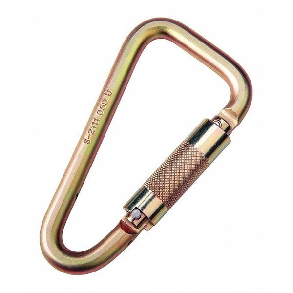 3M Dbi-Sala Carabiner, Auto-Lock, Pear, 7 in Length, 1-3/16'' Gate Opening, Zinc Plated steel, Gold - 2000113