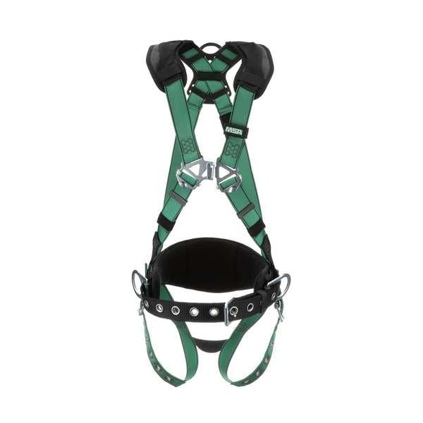 Msa Safety V-FORM Full Body Harness, M, 400 lb., Quick-Connect Chest/ Tongue Leg Buckles, Back, Hips D-Ring - 10197364