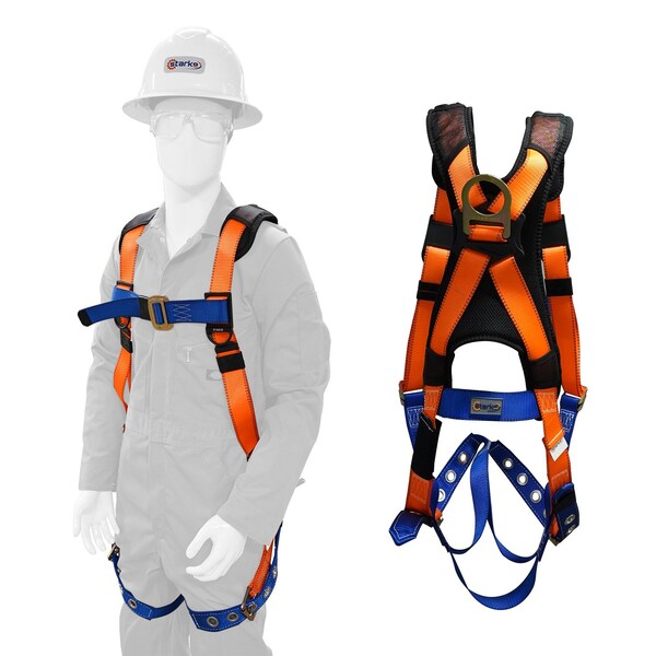Starke Starke Safety Harness, M/L, 420 lb, Mating Chest/ Tongue Leg Buckles, Back D-Ring - SDH200-ML