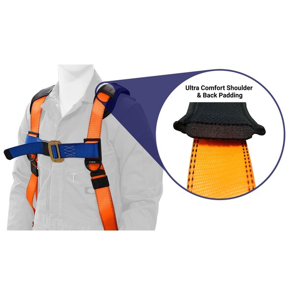 Starke Starke Safety Harness, M/L, 420 lb, Mating Chest/ Tongue Leg Buckles, Back D-Ring - SDH200-ML